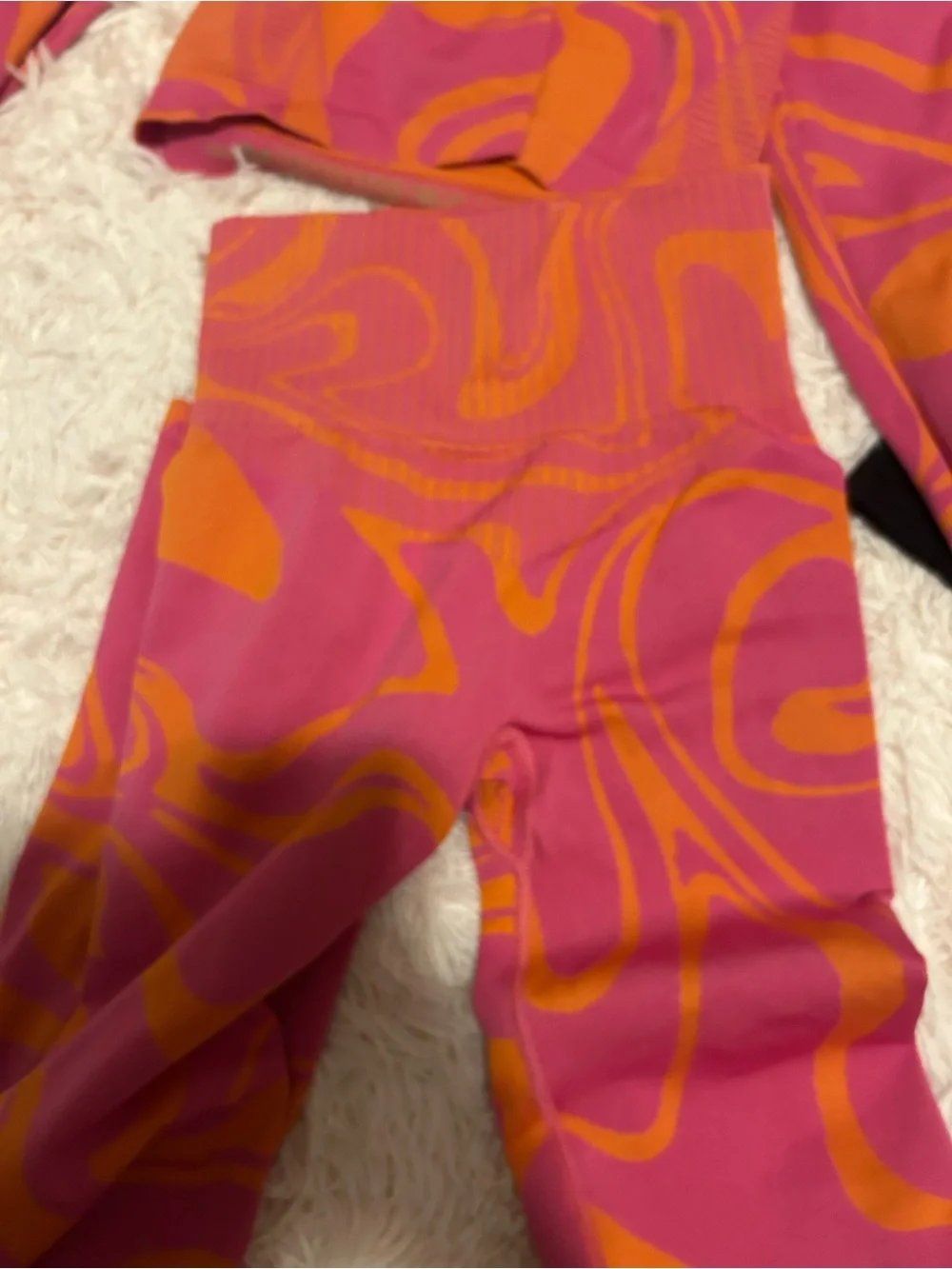 Gym outfit Bundle Pink & Orange Swirl Active Set - Crop Top & Leggings